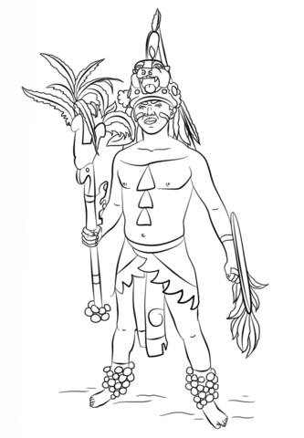 Mayan Warrior Coloring Page